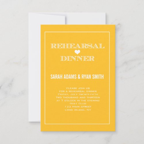 Yellow Heart Wedding Rehearsal Dinner Invitations
