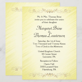 Yellow Hearts Accent Wedding Invitations