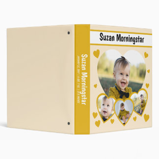 Yellow hearts baby photo album 3 ring binder