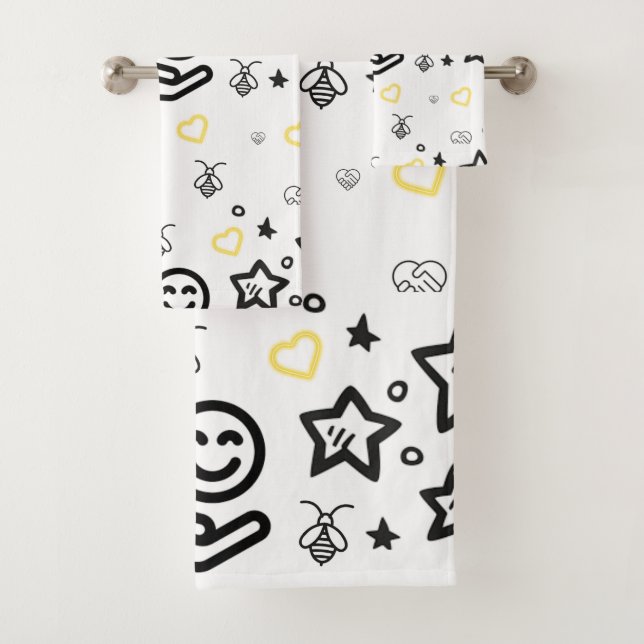 Yellow Hearts Bath Towel | Minimal Love Décor  (Insitu)