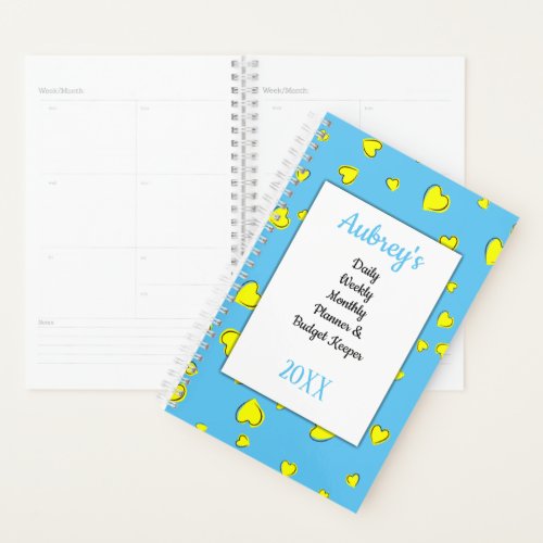 Yellow Hearts Daily Budget Planner