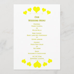 Yellow Hearts Design Wedding Menu