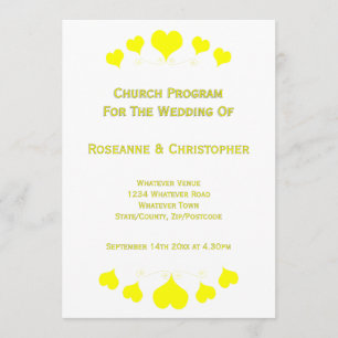 Yellow Hearts Design Wedding Program