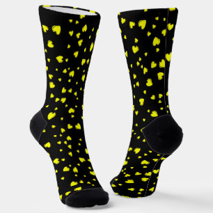 Yellow Hearts on Black Socks