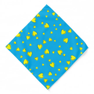 Yellow Hearts on Blue Bandana