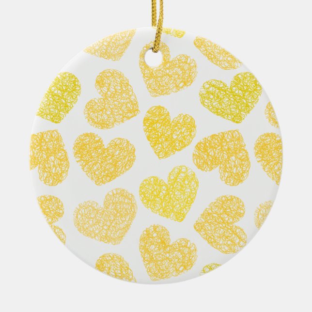 Yellow hearts Ornament (Front)
