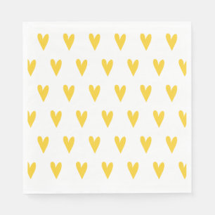 Yellow Hearts Pattern Napkins