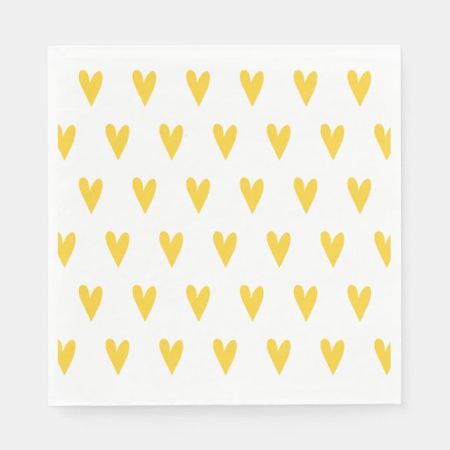 Yellow Hearts Pattern Napkins (Front)
