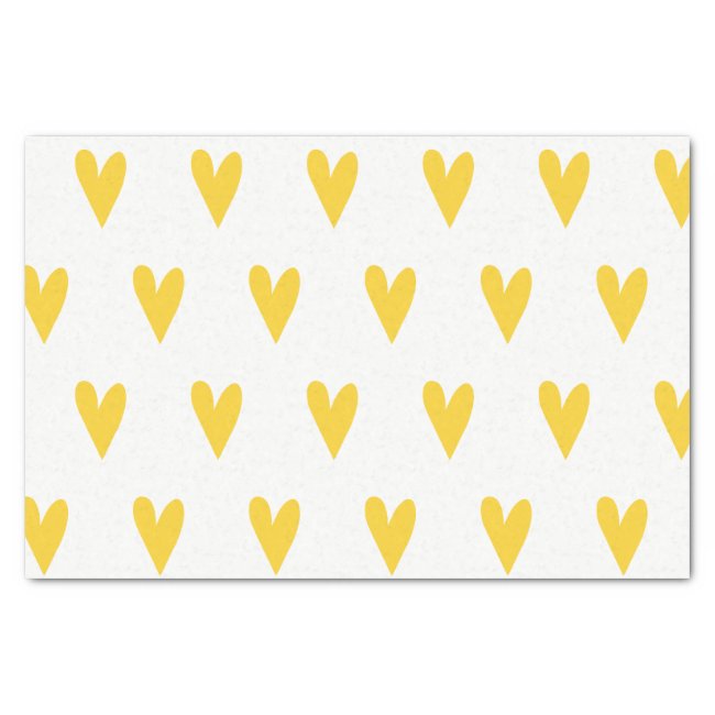 Yellow Hearts Pattern Tissue Paper