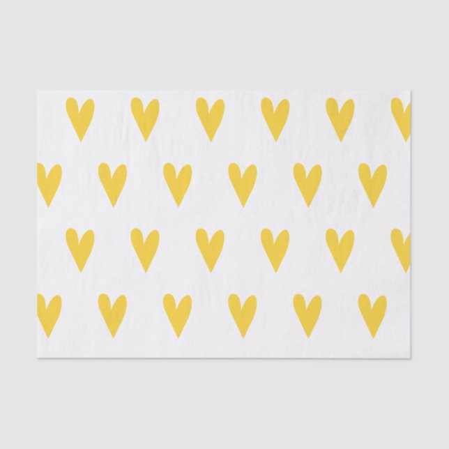 Yellow Hearts Pattern Tissue Paper (Front)