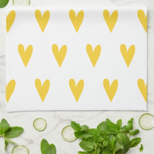 Yellow Hearts Pattern Towel