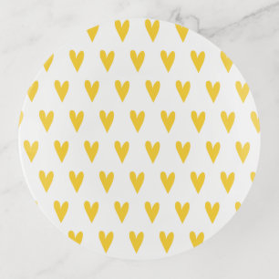 Yellow Hearts Patterns Valentine's Day Trinket Tray