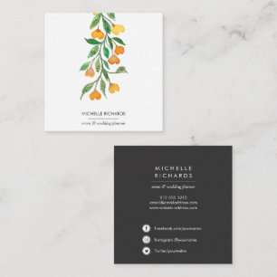 Yellow Hearts   Professional  Social Media Icons Square Business Card