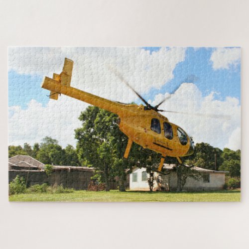 Yellow helicopter Iguazu Falls Brazil Jigsaw Puzzle