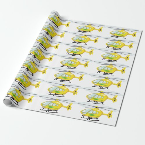 Yellow Helicopter Wrapping Paper