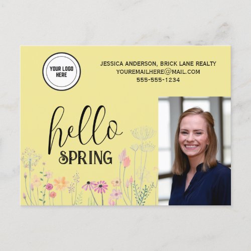 Yellow Hello Spring Real Estate Marketing  Postcard