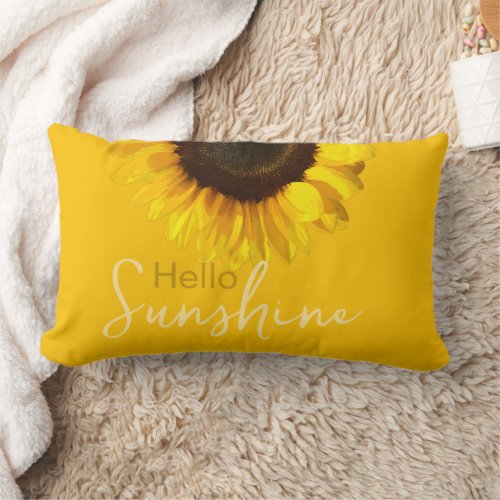 Yellow Hello Sunshine Sunflower Summer  Lumbar Pillow