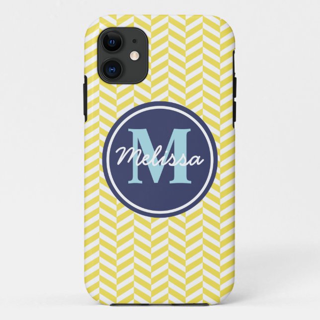 Yellow Herringbone Case-Mate iPhone Case (Back)