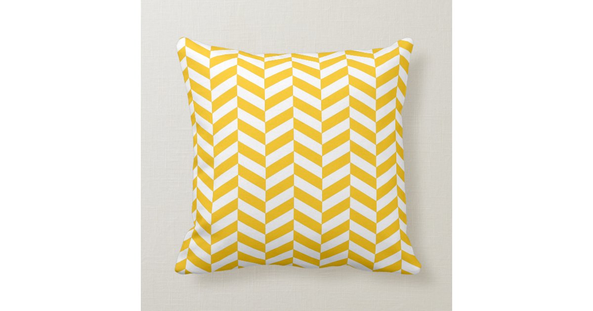 Yellow Herringbone Throw Pillow Zazzle