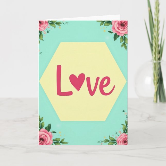 Yellow Hexagon Love Card (Front)