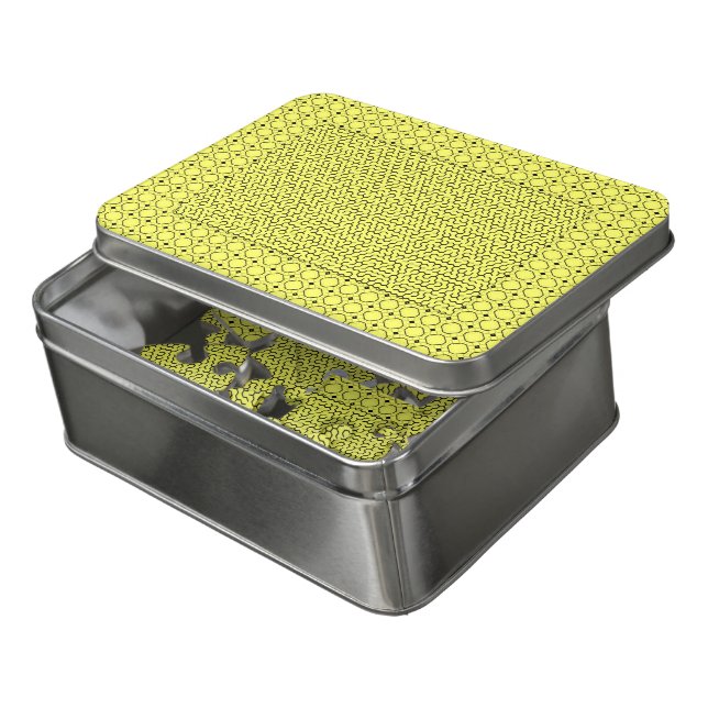 Yellow Hexagon Maze Canvas Print Jigsaw Puzzle (Lid Open)