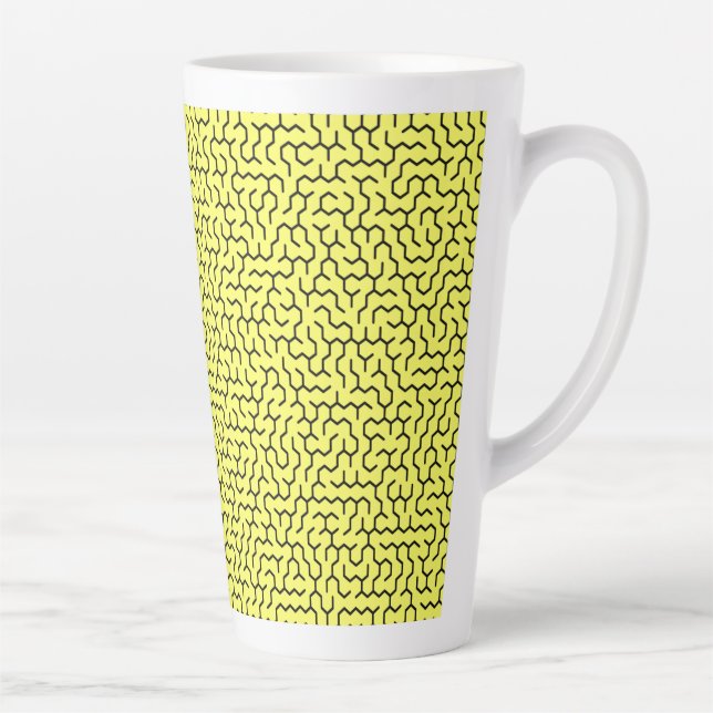 Yellow Hexagon Maze Latte Mug (Right)