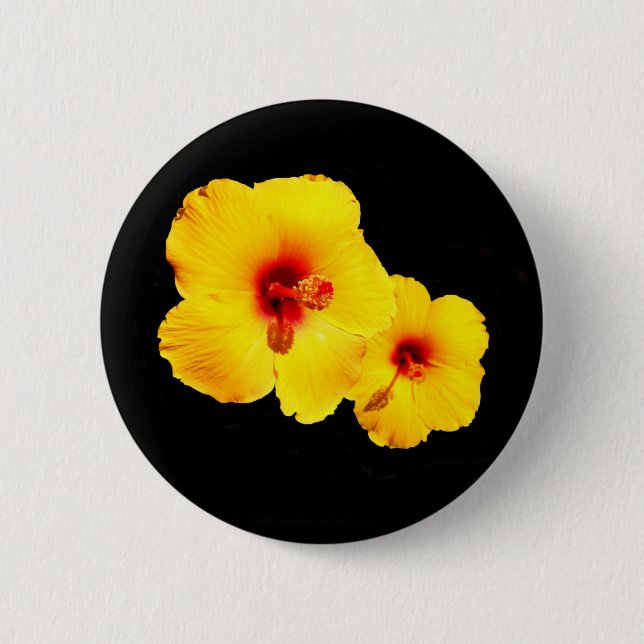 Yellow Hibiscus Badge Button (Front)