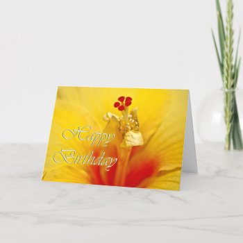 Yellow Hibiscus Birthday Card by LivingLife at Zazzle