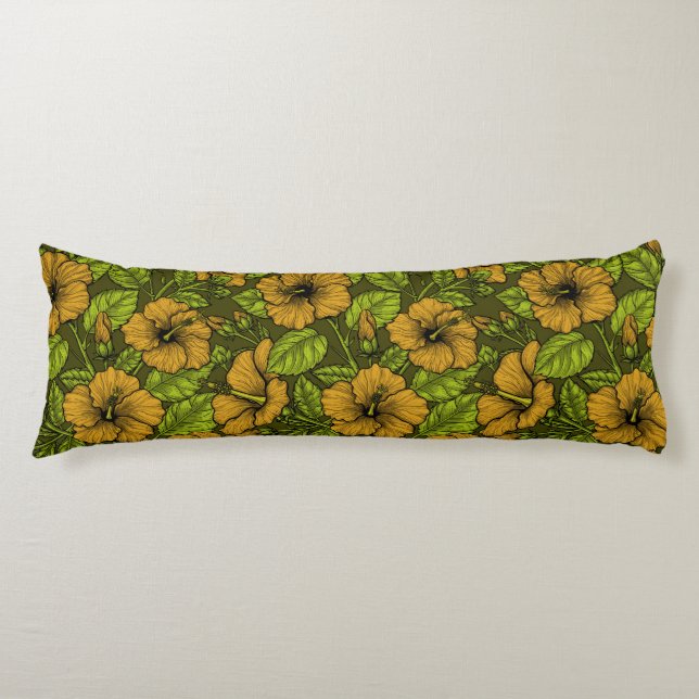 Yellow hibiscus body pillow (Front)