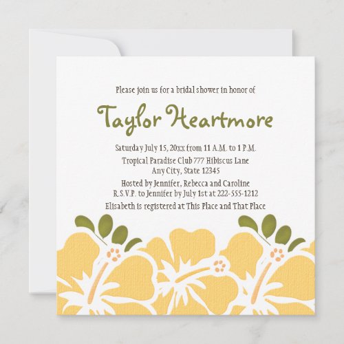 Yellow Hibiscus Bridal Shower Invitations