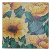 Yellow hibiscus canvas wall art