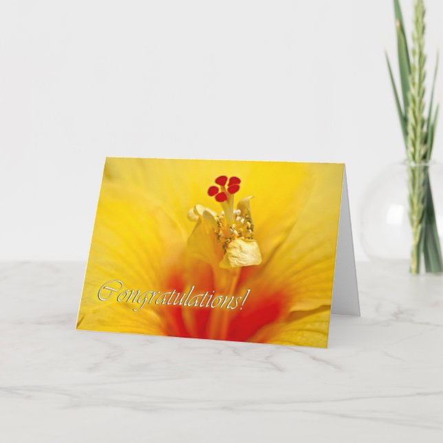 Yellow Hibiscus Congratulations Card (Front)