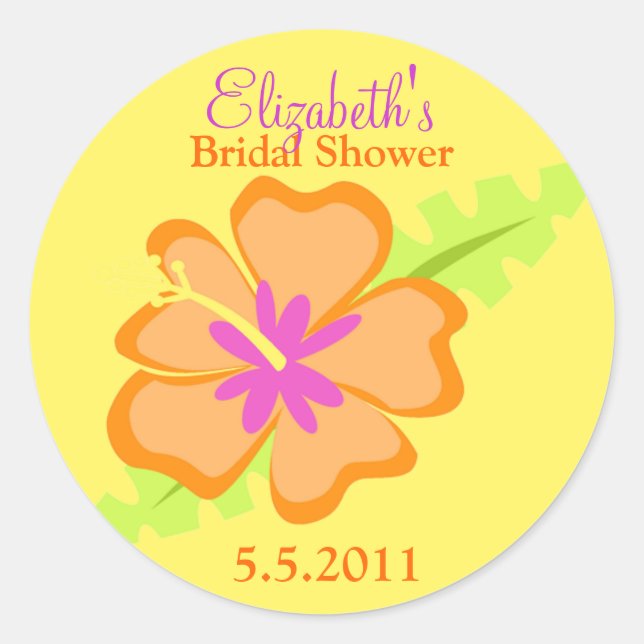 Yellow Hibiscus Customizable Favor Stickers (Front)