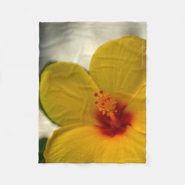 Yellow Hibiscus Fleece Blanket (Front)