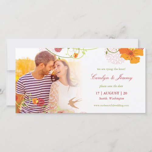 Yellow Hibiscus Floral Swirls And Swallows Photo Save The Date