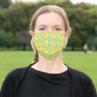Yellow hibiscus flower adult cloth face mask