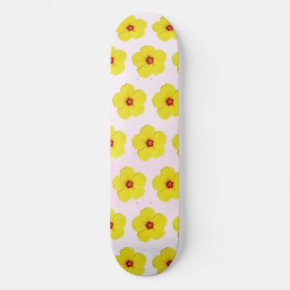Yellow Hibiscus Flower Art Skateboard
