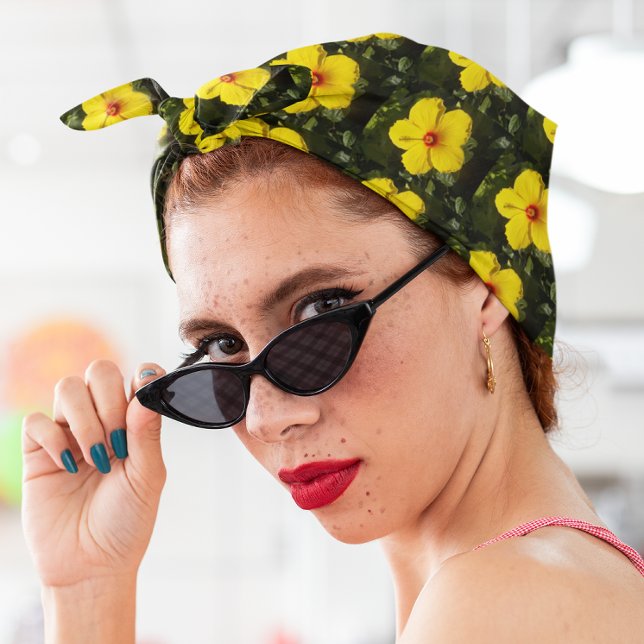 Yellow Hibiscus Flower Bandana (Yellow Hibiscus Flower Bandana)