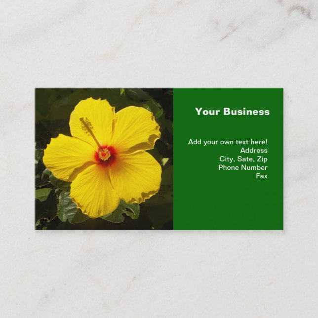 Yellow Hibiscus Flower Business Card (Front)