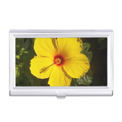 Yellow Hibiscus Flower Business Card Case