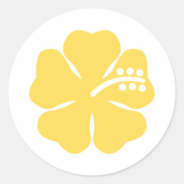 yellow hibiscus flower classic round sticker (Front)