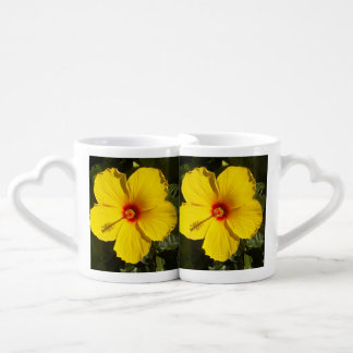 Yellow Hibiscus Flower Coffee Mug Set