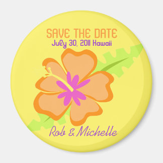 Yellow Hibiscus Flower Custom Magnet Favor