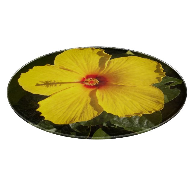 Yellow Hibiscus Flower Cutting Board (Corner)