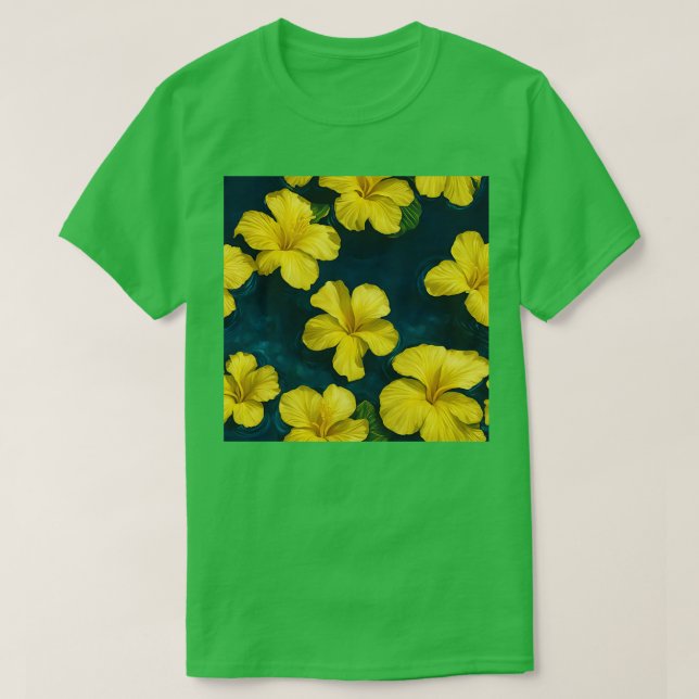 Yellow Hibiscus Flower Floating in Water TShirt (Design Front)