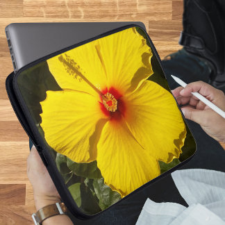 Yellow Hibiscus Flower Laptop Sleeve