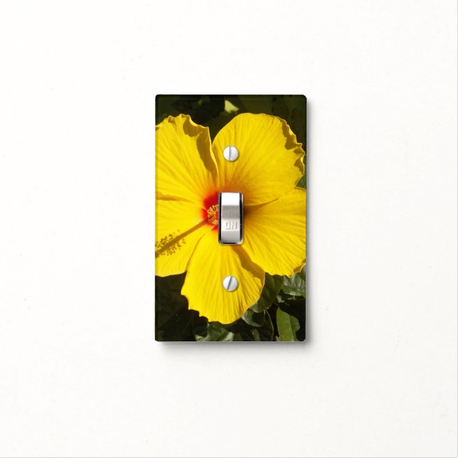 Yellow Hibiscus Flower Light Switch Cover (In Situ)
