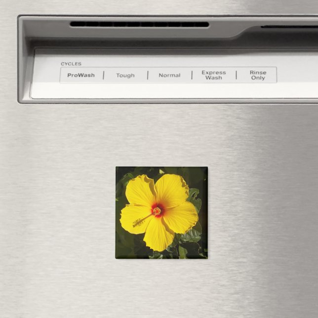 Yellow Hibiscus Flower Magnet (In Situ (Dishwasher))