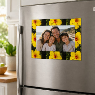 Yellow Hibiscus Flower Magnetic Frame