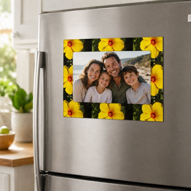 Yellow Hibiscus Flower Magnetic Frame (Yellow Hibiscus Flower Magnetic Frame)
